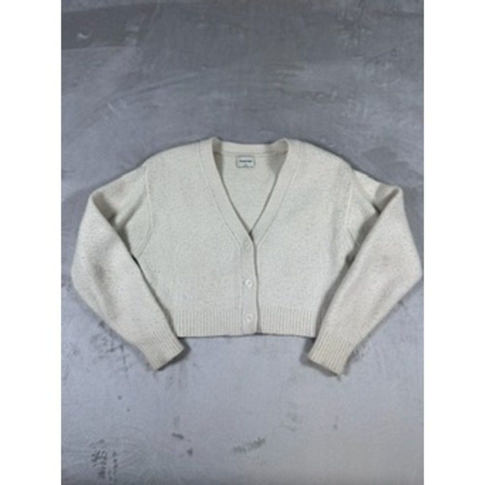 Sunday Best Cropped Cardigan‎ Womens Small Cream Excellent Merino Wool V-Neck